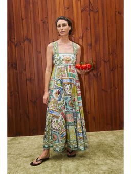 Miakee - Green Printed A-Line Dress