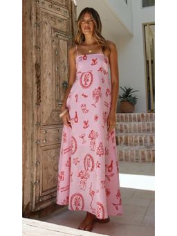 Miakee - Pink Printed A-Line Dress