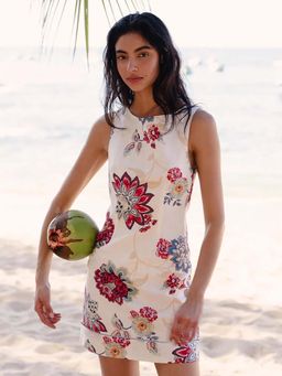 Miakee - White Printed A-Line Dress