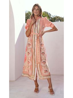 Miakee - Pink Printed A-Line Dress