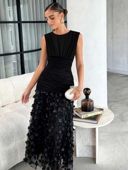 Miakee - Black Solid A-Line Dress