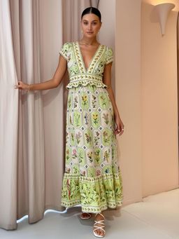 Miakee - Green Printed A-Line Dress