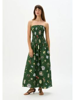 Miakee - Green Printed A-Line Dress