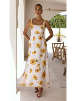 Miakee - Yellow Printed A-Line Dress