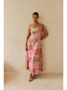 Miakee - Pink Printed A-Line Dress