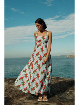 Miakee - Blue Printed A-Line Dress