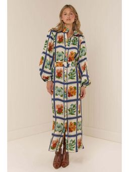 Miakee - Blue Printed A-Line Dress