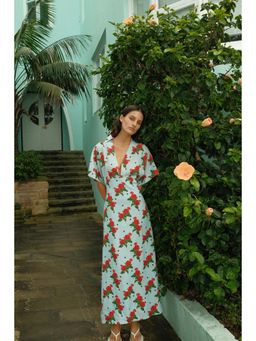 Miakee - Blue Printed A-Line Dress