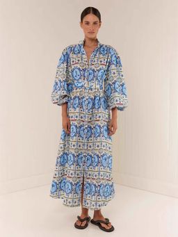 Miakee - Blue Printed A-Line Dress