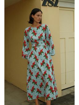 Miakee - Blue Printed A-Line Dress