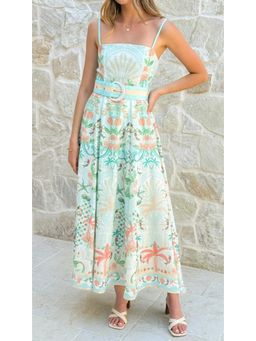 Miakee - Blue Printed A-Line Dress