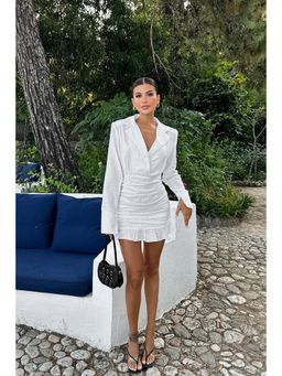 Miakee - White Solid A-Line Dress