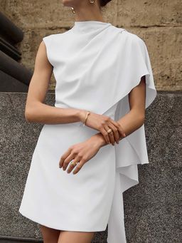 Miakee - White Solid Bodycon Dress