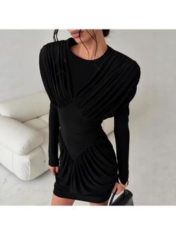Miakee - Black Solid Bodycon Dress