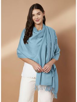 Zamour - Women Plain Blue Woolen Stole