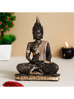 eCraftIndia - Golden And Black Meditating Lord Buddha Handcrafted Decorative Showpiece
