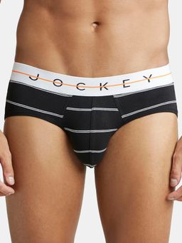 Jockey - NY01 Men Super Combed Cotton Elastane Printed Brief - Black Striped