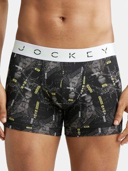 Jockey - NY02 Men Super Combed Cotton Elastane Printed Trunk - Black