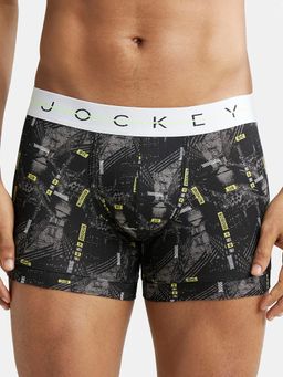 Jockey - NY02 Mens Super Cotton Printed Trunk with Ultrasoft Waistband-Black