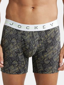 Jockey - NY03 Men Super Combed Cotton Elastane Stretch Printed Boxer Brief - Black