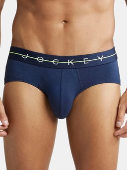 Jockey - NY15 Men Super Combed Cotton Elastane Stretch Solid Brief - Navy