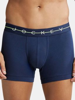 Jockey - NY16 Men Super Combed Cotton Elastane Stretch Solid Trunk - Navy