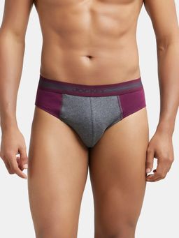 Jockey - 1011 Men Super Combed Cotton Solid Brief - Wine Tasting and Charcoal Melange