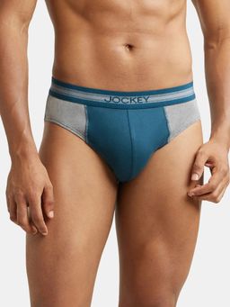 Jockey - 1011 Men Super Combed Cotton Solid Brief - Mid Grey Mel & Reflecting Pond