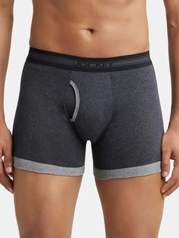 Jockey - 1017 Men Cotton Solid Boxer Brief - Black Melange & Mid Grey