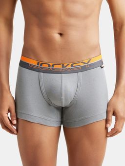 Jockey - Fp03 Men Super Combed Cotton Rib Solid Trunk with Ultrasoft Waistband Grey
