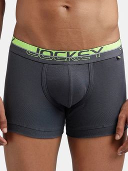 Jockey - Fp03 Men Super Combed Cotton Rib Solid Trunk with Ultrasoft Waistband Grey