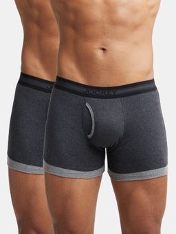 Jockey - 1017 Men Cotton Solid Boxer Brief - Black Melange & Mid Grey (Pack of 2)