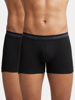Jockey - 1015 Men Super Combed Cotton Rib Solid Trunk - Black (Pack of 2)