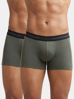Jockey - 1015 Men Super Combed Cotton Rib Solid Trunk - Deep Olive (Pack of 2)