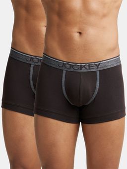 Jockey - 8015 Men Super Combed Cotton Rib Solid Trunk - Brown (Pack of 2)