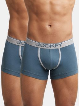 Jockey - 8015 Men Super Combed Cotton Rib Solid Trunk - Deep Slate (Pack of 2)