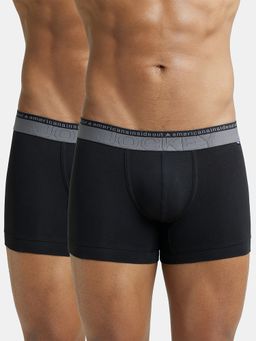 Jockey - US60 Men Super Combed Cotton Elastane Solid Trunk - Black (Pack of 2)