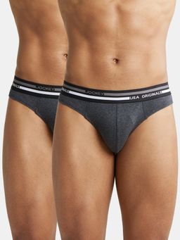 Jockey - US49 Men Super Combed Cotton Solid Brief - Black Melange (Pack of 2)