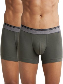 Jockey - US60 Men Super Combed Cotton Elastane Solid Trunk - Deep Olive (Pack of 2)