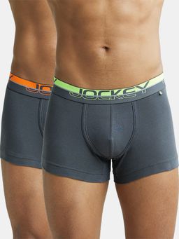 Jockey - FP03 Men Super Combed Cotton Solid Trunk Asphalt (Pack of 2)