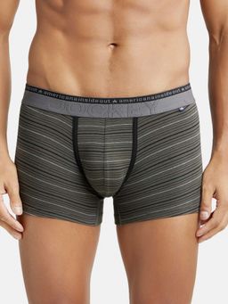 Jockey - US68 Men Super Combed Cotton Elastane Stretch Striped Trunk - Deep Olive