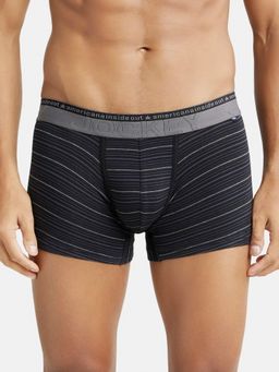 Jockey - US68 Men Super Combed Cotton Elastane Stretch Striped Trunk - Black