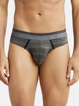 Jockey - US67 Men Super Combed Cotton Elastane Stretch Striped Brief - Deep Olive