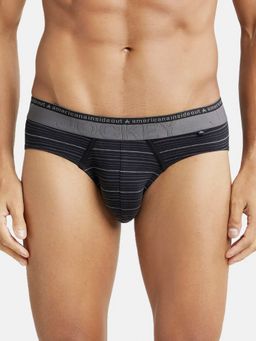 Jockey - US67 Men Super Combed Cotton Elastane Stretch Striped Brief - Black