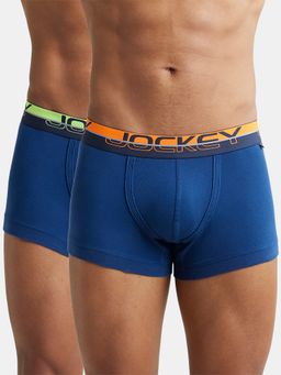 Jockey - FP03 Men Super Combed Cotton Rib Solid Trunk - Estate Blue (Pack of 2)