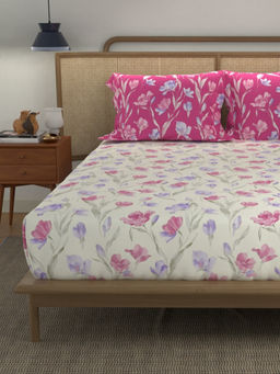 Urban Space - Atumn Pink Cotton Bedsheet with 2 Pillow Covers (Queen)