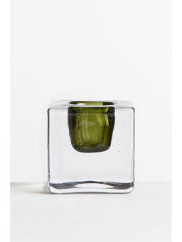 H&M - Green Small Glass Candlestick