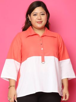 theRebelinme - Plus Size Women's Multi Color Block Linen Top