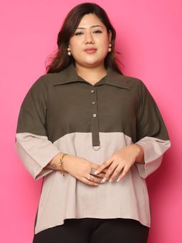 theRebelinme - Plus Size Women's Multi Color Block Linen Top