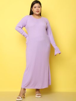theRebelinme - Plus Size Women's Lavender Solid Color A-Line Maxi Dress